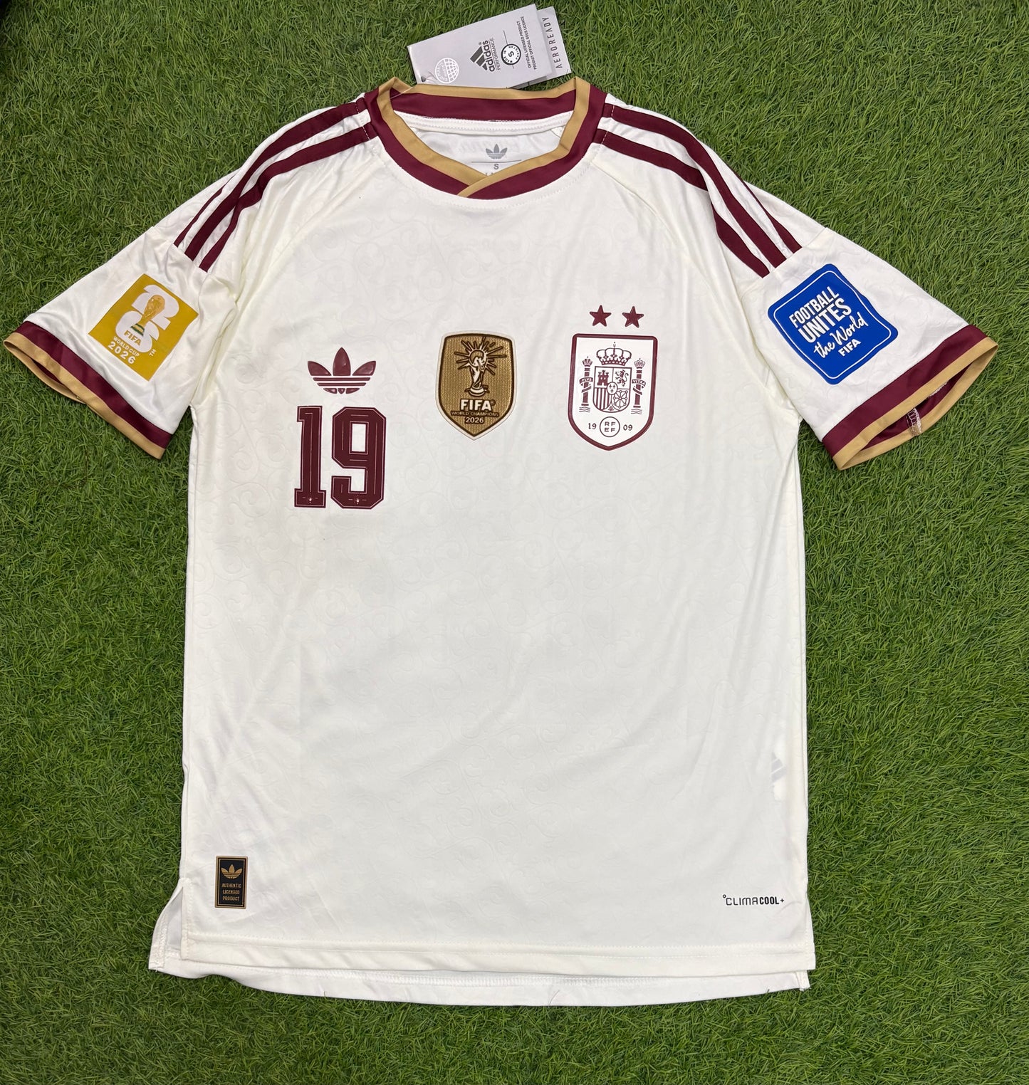 Spain Away Worldcup 2026 Player Version Logos (half sleeves)