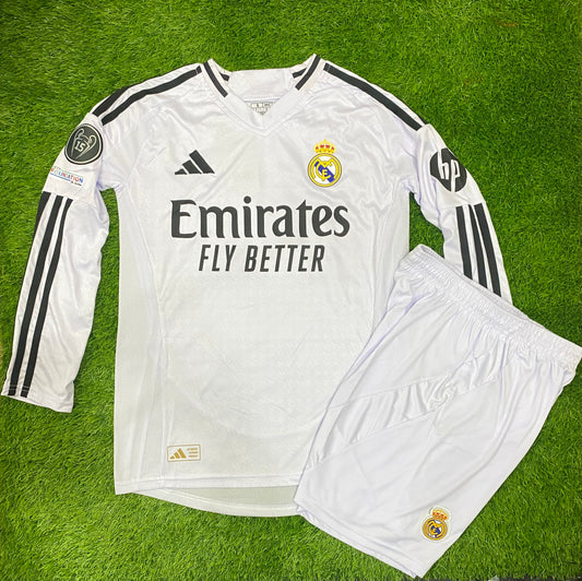 Real Madrid Home Kit 24/25 Full Sleeves (Shirt and Shorts)