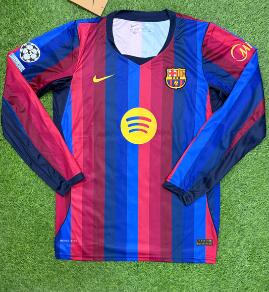 Barcelona Home Shirt 26/27 full sleeves (embroidered logos)