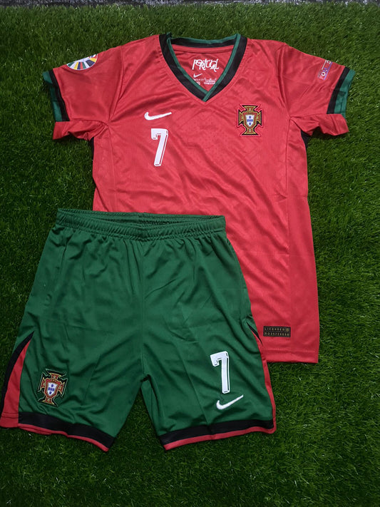 Kids Portugal Ronaldo Euro Cup Home Kit 2024